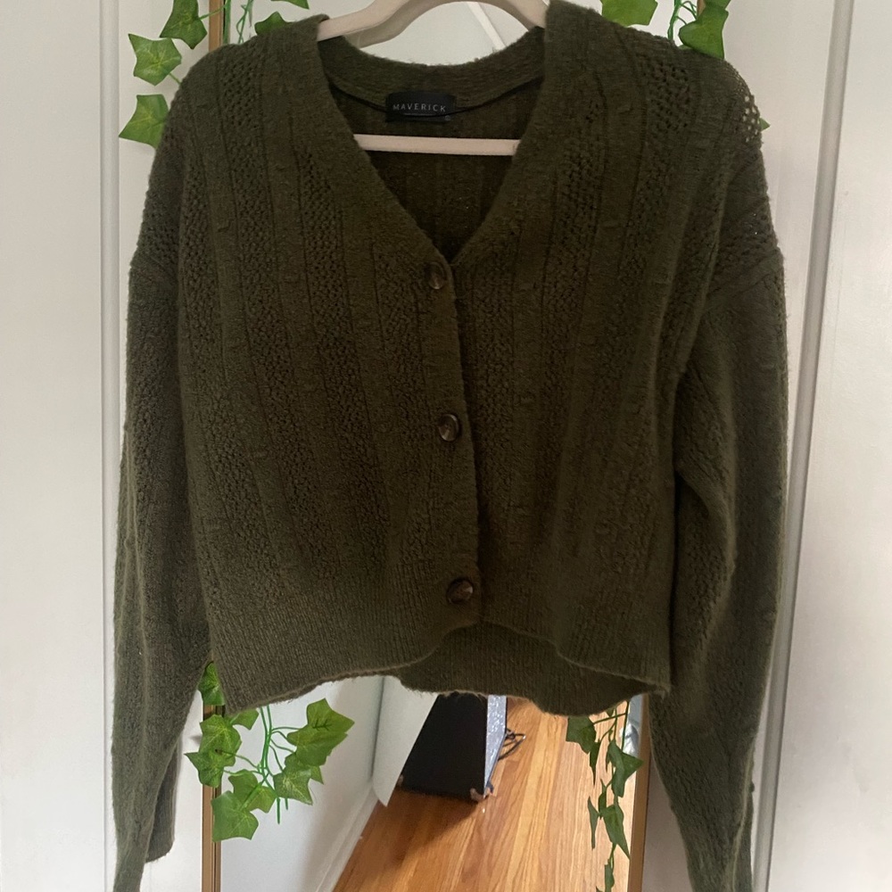 olive cropped cardigan